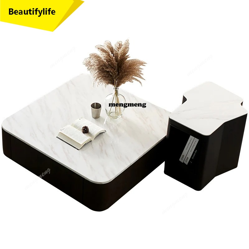 Coffee Tea Unit - Meja kopi marmer persegi modern, sederhana