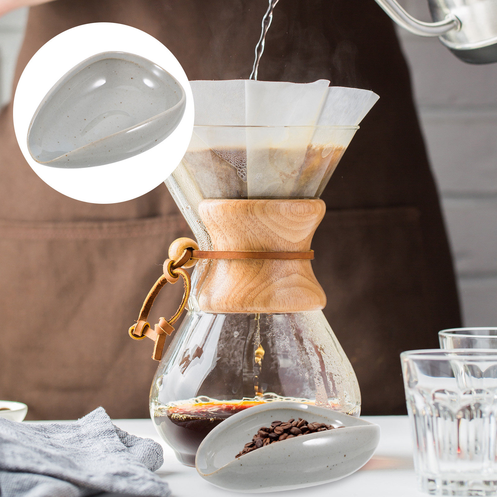 Coffee Tea Bean - Nampan Keramik untuk Biji Kopi, Cangkir