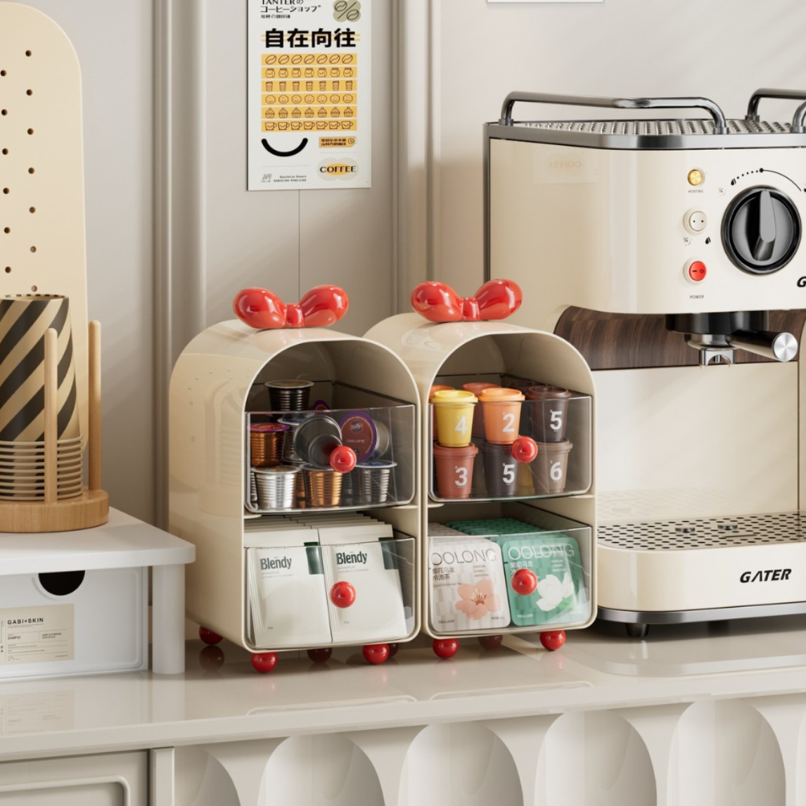 Coffee Tea Box - Organizer Kapsul Kopi Creamy, Kotak Penyimpanan