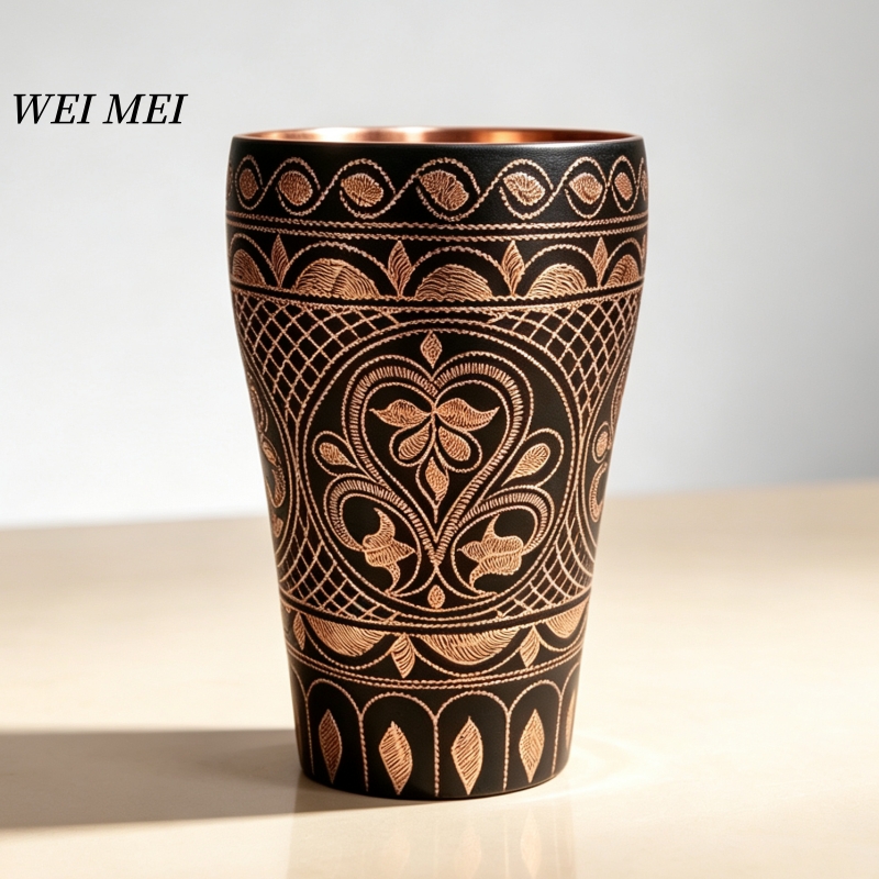 Coffee Tea Friends - Cangkir Kopi Tembaga Buatan Tangan, Pola