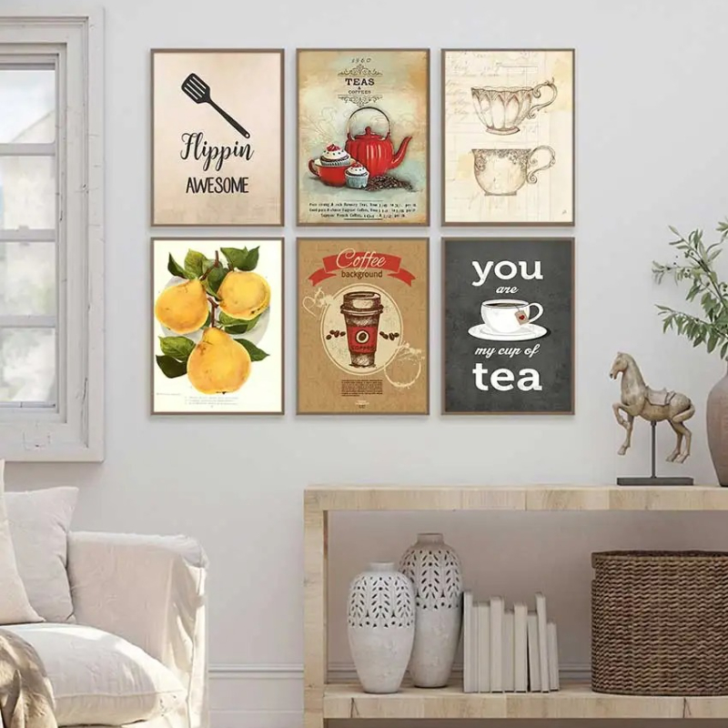 Poster dan Cetakan Vintage Kop - Coffee Tea Pictures ulasan dan harga