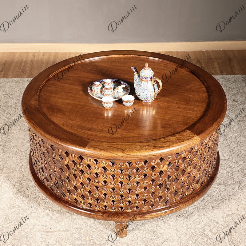 Meja Kopi Bundar Kayu Solid Wa - Coffee Tea Thai ulasan dan harga