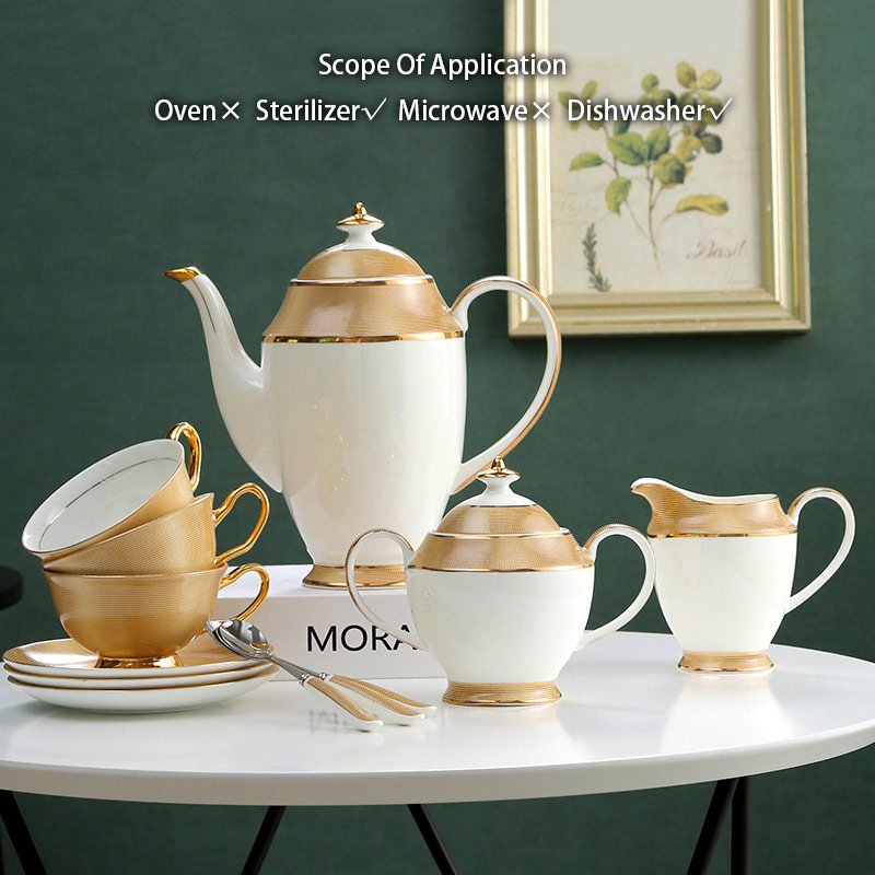 Mewah Emas Bone Kopi Set Porse - Coffee Tea Sugar Set ulasan dan harga